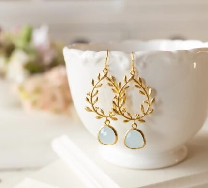 Irregular Temperament Emerald Wheat Ear Earrings