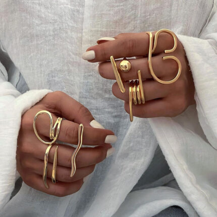 18K Gold Stainless Steelgeometric Simplicity Open Ring Finger